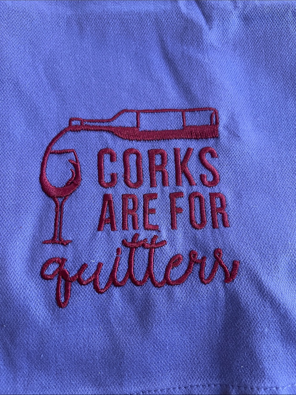 Hand Crafted Purple Towel with Red Wine Embroidery